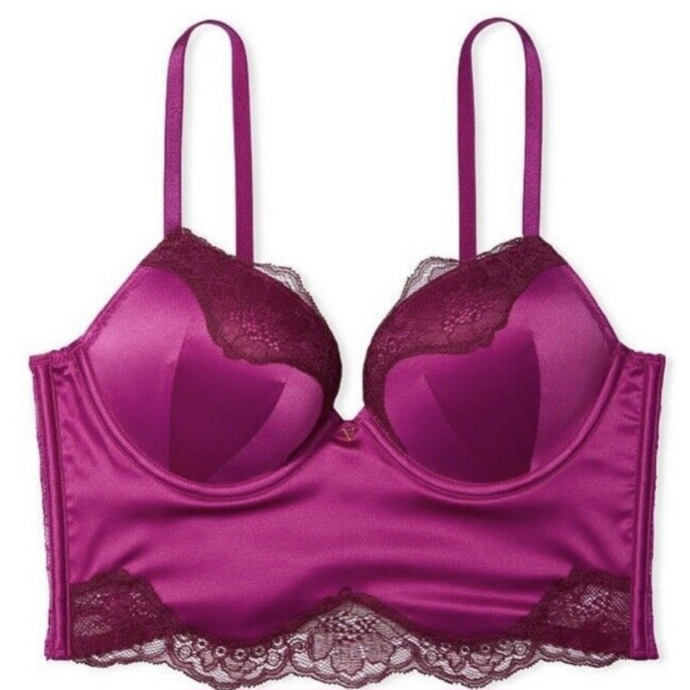 32B 34C 32D 34D Victoria's Secret Bombshell Satin Lace Corset Top